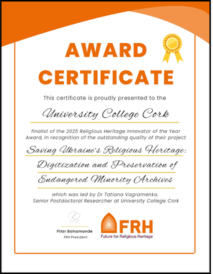 Religious Heritage Innovator of the Year Award